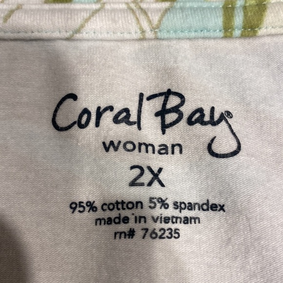 C womens Coral Bay casual 3/4 sleeve stretch plus size top 2X - Picture 3 of 3